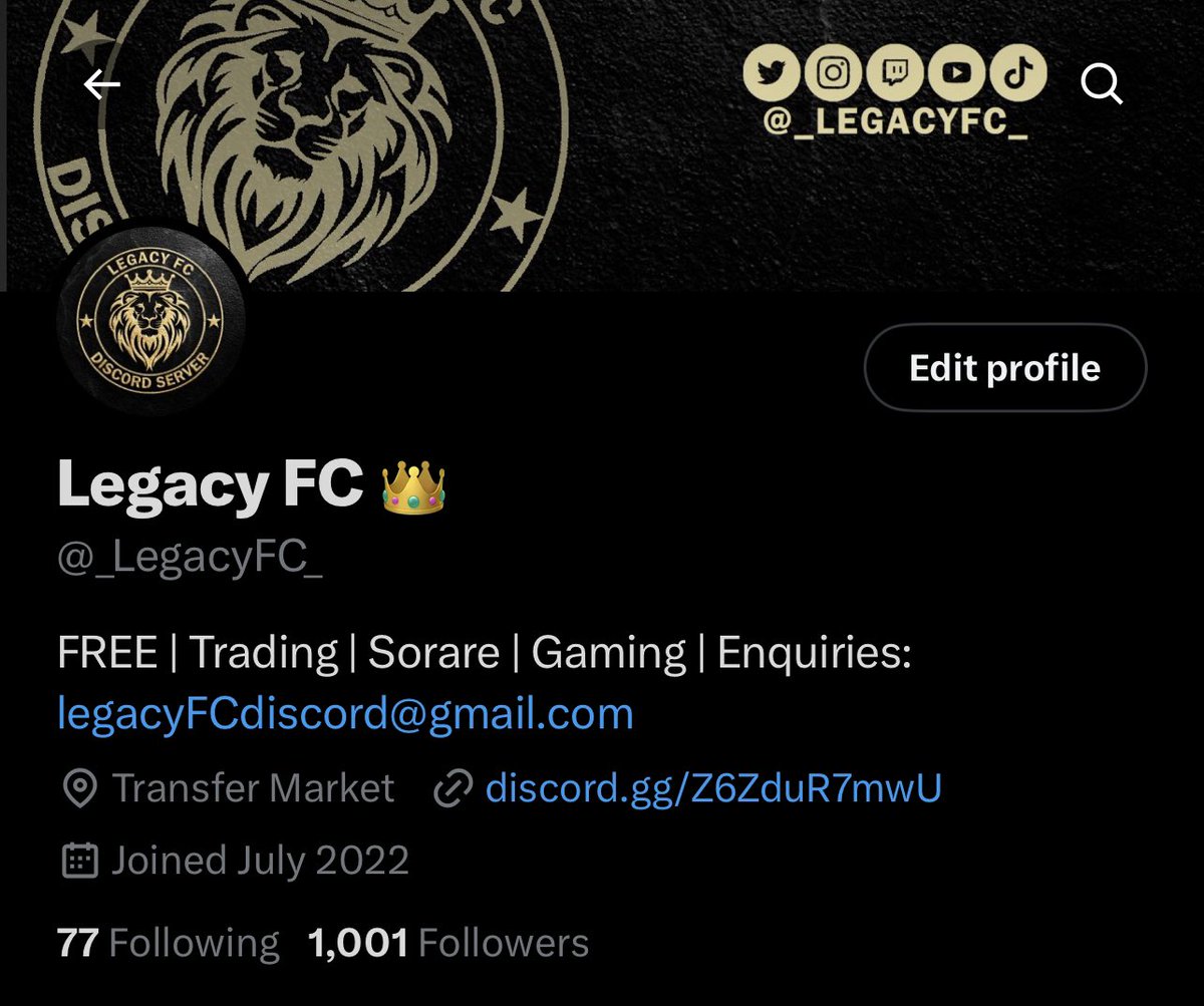 _LegacyFC_'s tweet photo. Thank you guys for 1000 followers!! Amazing to see!! 

For those who haven’t, join us on discord for #EAFC24 &amp; #Sorare content. Completely free! https://t.co/2ARrJHOQtc https://t.co/MzPdsWiCDx