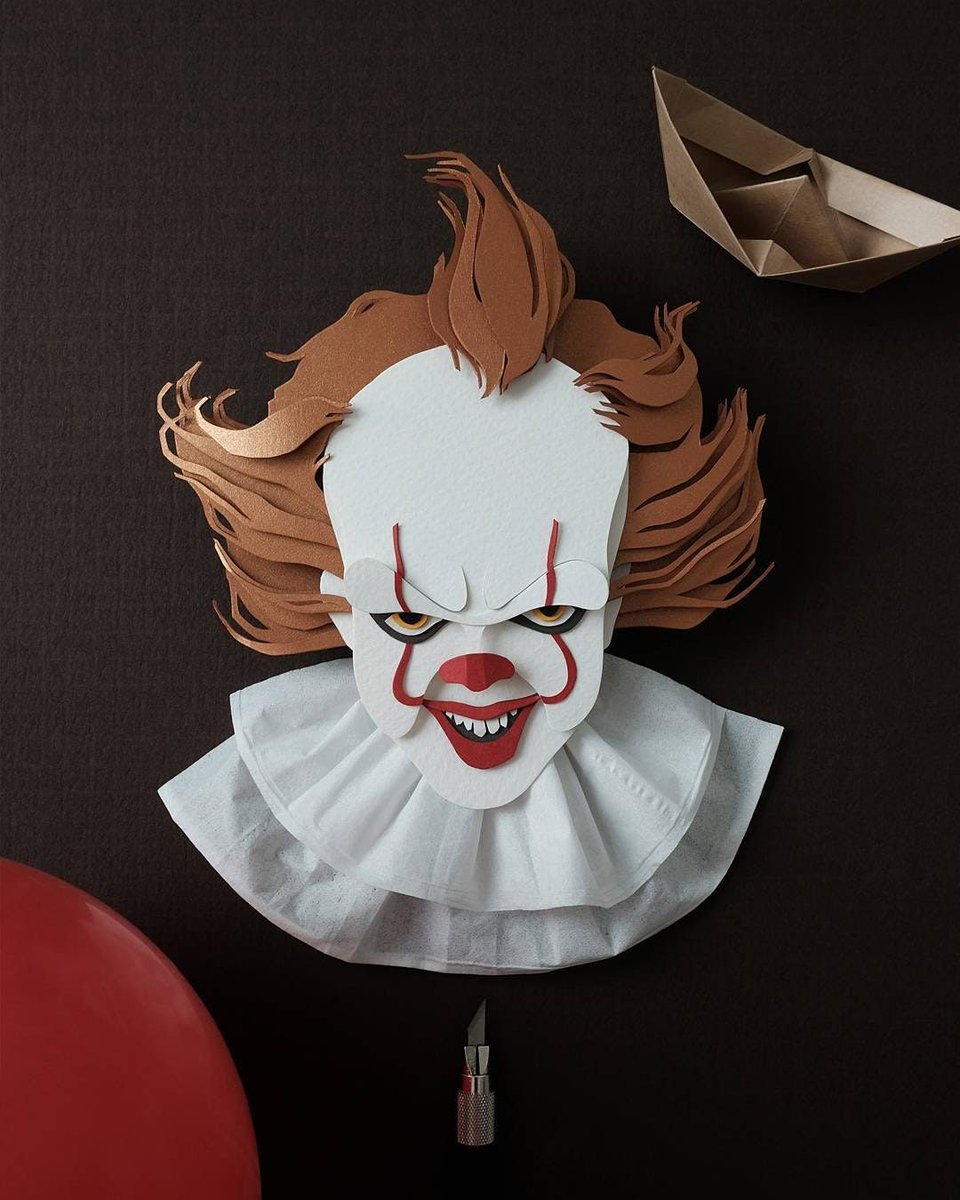 Gntgraphics's tweet photo. Pop-culture icons made out of paper.
Created by John Ed De Vera.
#popculture #icons #paper #paperart #papercutouts #it #pennywise https://t.co/YpGIHTuaK1