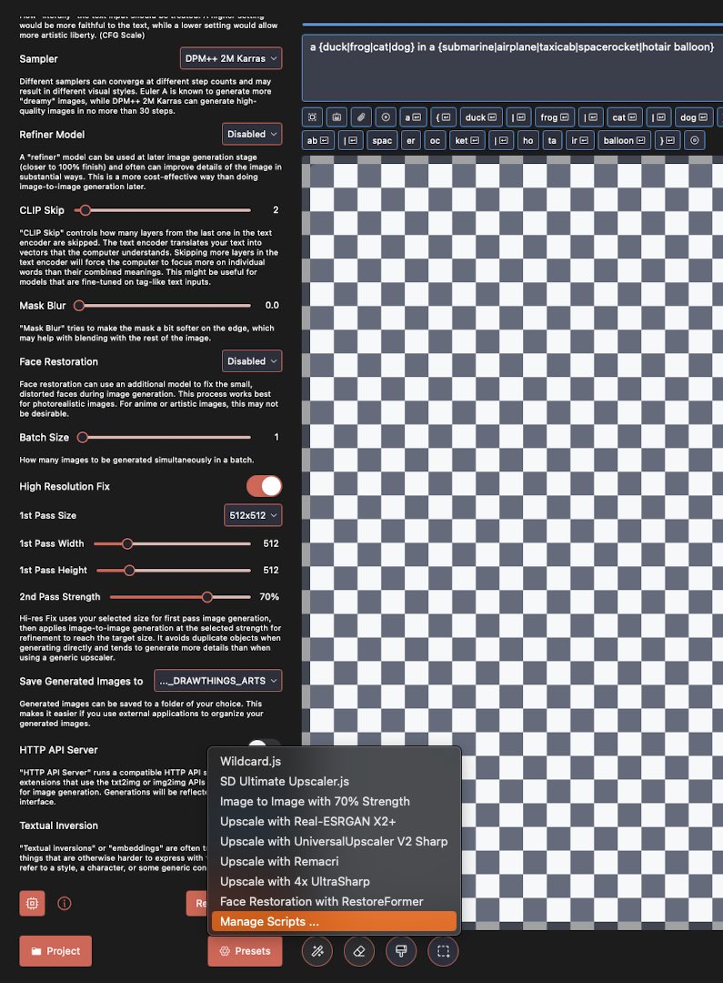 jimmygunawanapp's tweet image. #DrawThingsAI Script for Draw Things AI is under “Presets”. Opportunity to study JS.