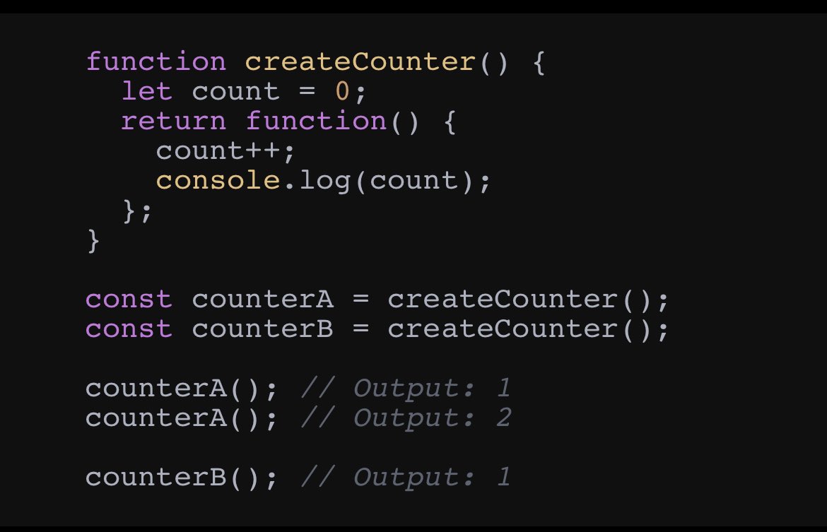Tejas_Bhatt15's tweet image. “🔗 JavaScript Closure in Action: Unveiling Its Power! 🚀 Witness the magic of closures with this practical example:
Dive into closures for enhanced programming prowess! 💡💪🔥 #JavaScriptClosures #CodingExample #WebDev”