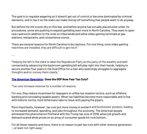 CPAC continues to stand with conservative legislators in North Carolina who believe in passing a clean tax cut, See our latest letter to the North Carolina legislature. #NCpol View now: CPAC.org/statement/nc