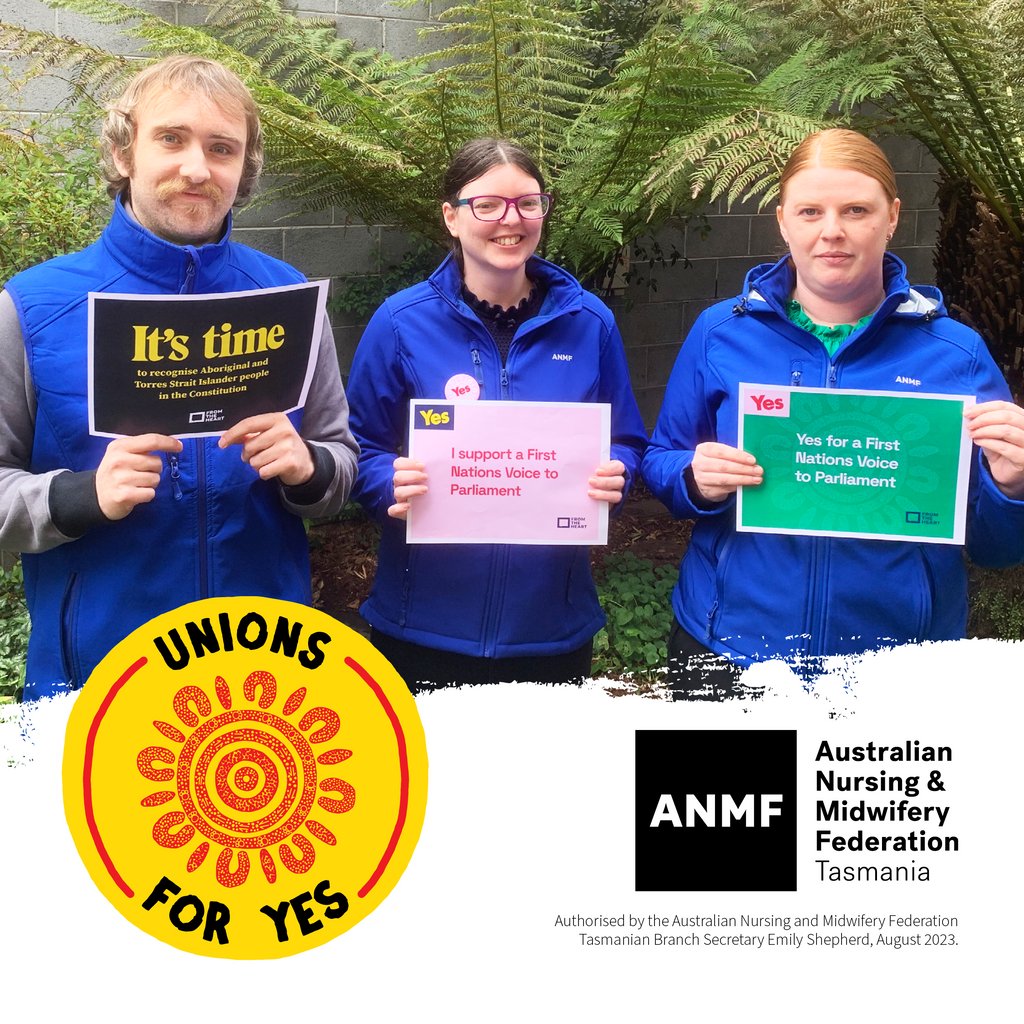 ANMFTasmania's tweet photo. The ANMF advocate for people being heard, and this is exactly what The Voice is about. Join the discussion: https://t.co/pWd06FvKIE
 
Authorised by the Australian Nursing and Midwifery Federation Tasmanian Branch Secretary Emily Shepherd, August 2023.
 
#UnionsForYes #Yes2023 https://t.co/pgQ4Qje22m