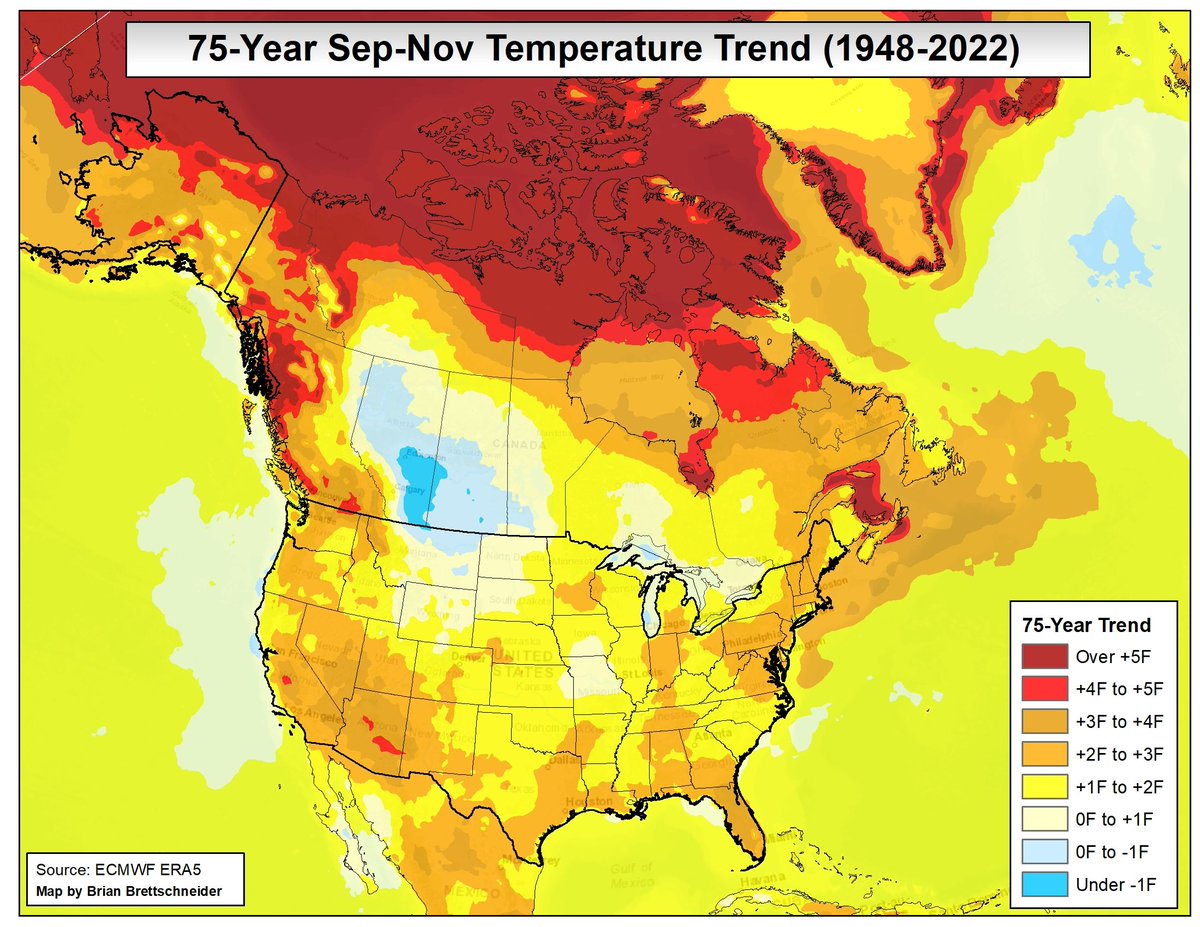 75-year Fall (Sep-Nov) temperature trend. 🍂