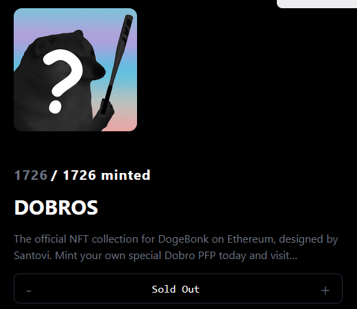 ZoomerCheems's tweet photo. Great Success Dobros! Batch 1 sold out! reveals soon! #threeforfree #bonk $DOBO #NFT https://t.co/XQjTYPjHJy