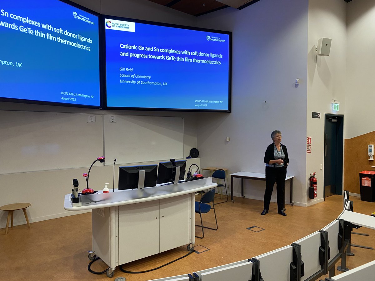 17Gtl's tweet photo. Opening the session after morning tea we have Gill Reid from ⁦@unisouthampton⁩ presenting work on cationic Ge complexes with soft donor ligands. #GTL17 https://t.co/lGUAiKk1Lf