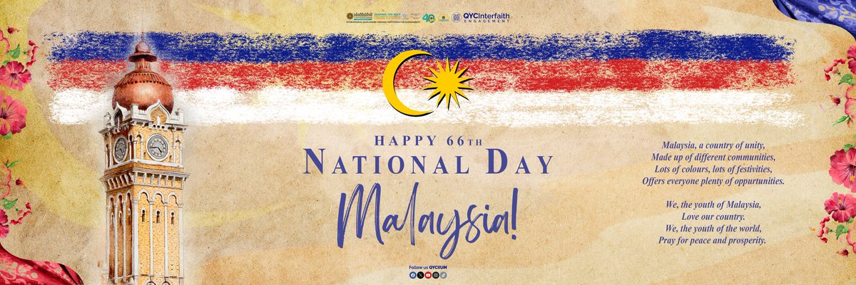 qyciium's tweet photo. Happy 66th Independence Day! 🇲🇾

Independence Day commemorates the Malayan Declaration of Independence of 31 August 1957. It is celebrated to remind us of the sacrifices made by our fighters for the freedom of our country.

QYC Interfaith Club
Interfaith Harmony Engagement https://t.co/0eYI9dMqoG