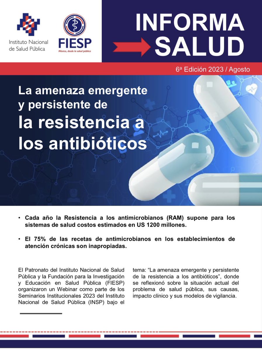 inspmx's tweet photo. Los antibióticos cada vez son más ineficaces; la OMS declaró que la resistencia a antimicrobianos es una de las principales amenazas para la salud pública.

Consulta este boletín de la @FIESP_info sobre la amenaza de la resistencia a los antibióticos:

🔗https://t.co/thyuq1Xf8D https://t.co/0o0fffmvmZ