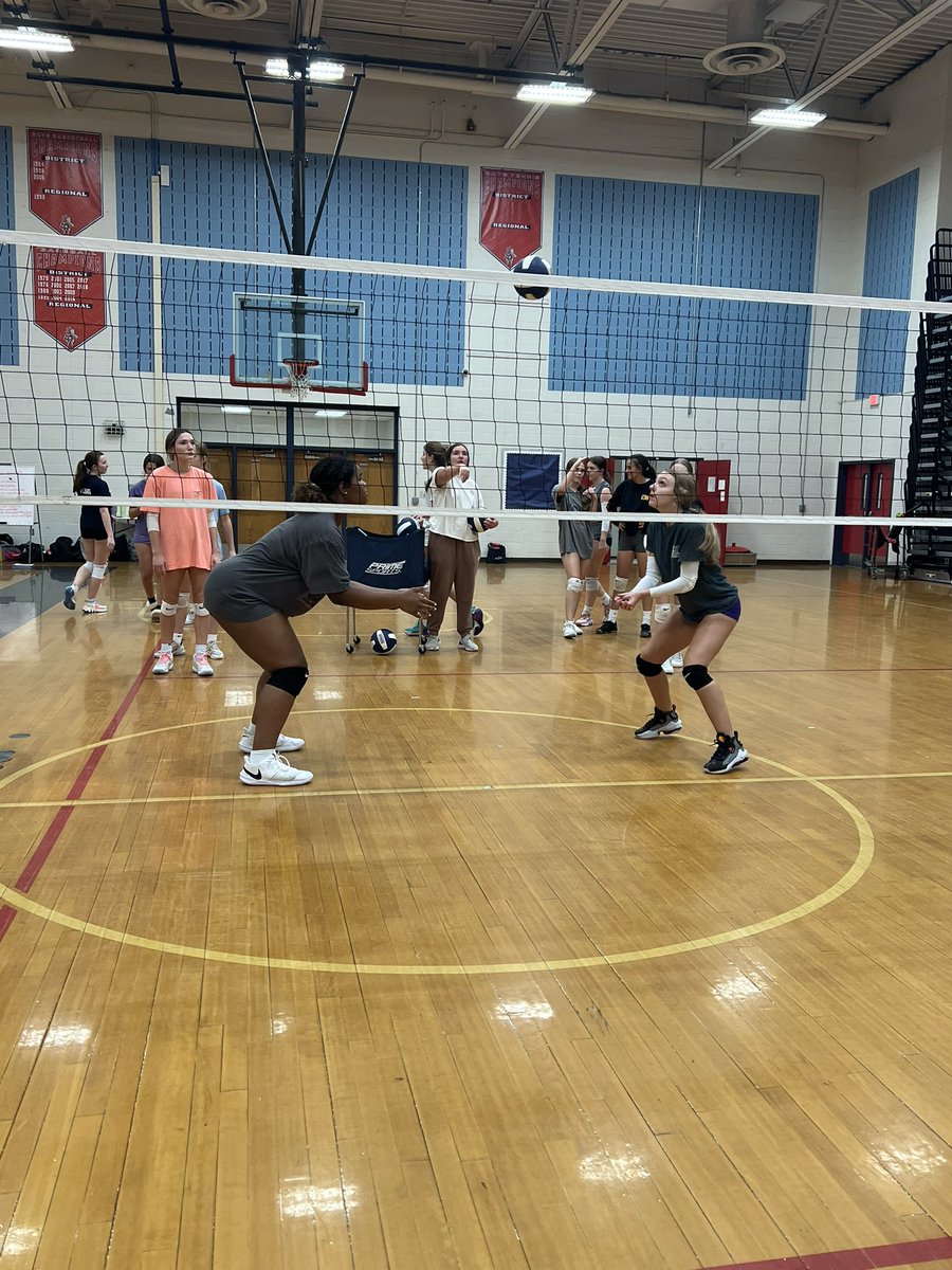 spotsyvolley's tweet photo. JV Spotsy volleyball working hard on net balls.  Next game Tuesday Sept 5th at Louisa 5 pm. https://t.co/XmClLJkH7w