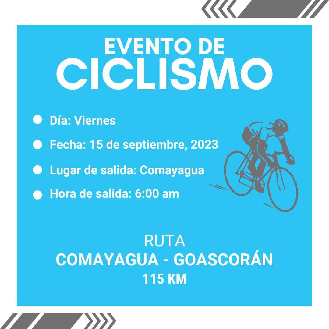 Cendemahn's tweet photo. 🚴🏻🚴🏻‍♀️Incentivando el deporte ciclístico en nuestro país, el GRAN FONDO PATRIÓTICO por Central de Mangueras, te invita a participar en este fabuloso evento completamente GRATIS.
¡No te lo pierdas!

#centraldemangueras #ciclismo #fondopatriótico #deporte #honduras https://t.co/c09ZuKRQ9A