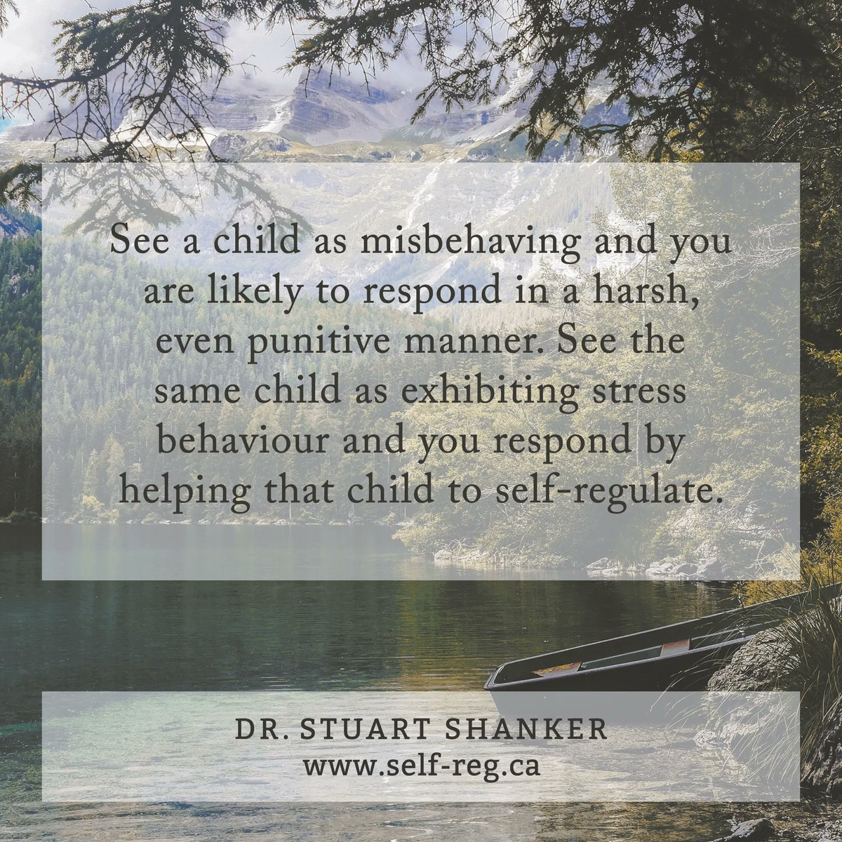 "See a child as misbehaving and you are likely to respond in a harsh, even punitive manner. See the same child as exhibiting stress behaviour and you respond by helping that child to self-regulate." ~ Stuart Shanker
self-reg.ca

#ShankerWisdom #SelfReg