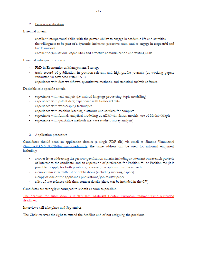 Deadline extended 8/9: 2 postdocs w/me on #economics #AI #innovation at <a href="/GREDEG_UMR/">GREDEG</a> <a href="/Univ_CotedAzur/">Université Côte d'Azur</a> <a href="/SKEMA_BS/">SKEMA Business School</a>. Read call below -DMs open. Join the AI Land in <a href="/VilledeNice/">Ville de Nice</a> @Sophia50ans!