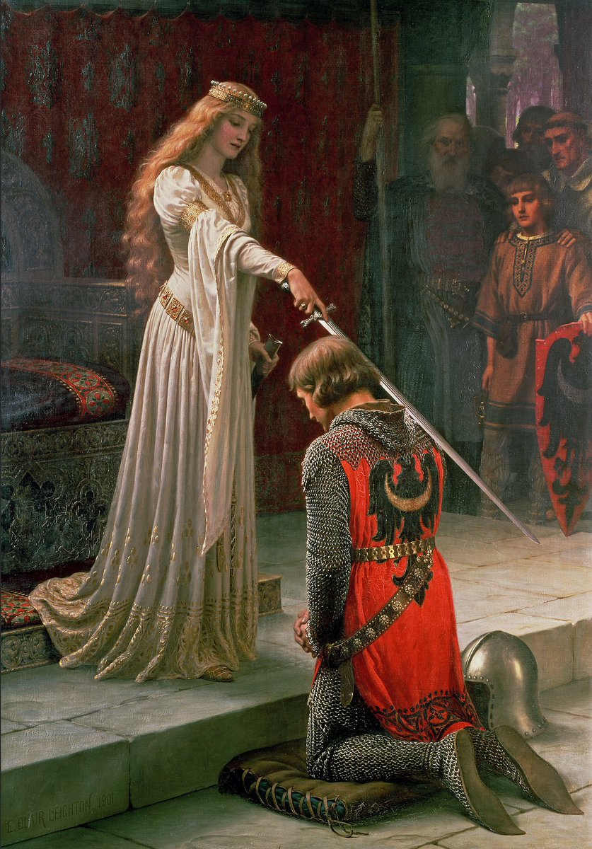 Accolade By by Edmund Blair Leighton (1852-1922); painted 1901
#art #artwork #artist #painting #paintings #knight #medieval #MedievalHistoricalRomance #medievalart #knightart #preraphaelite #preraphaelites #preraphaelitebrotherhood #edmundblairleighton #paintingoftheday #princess