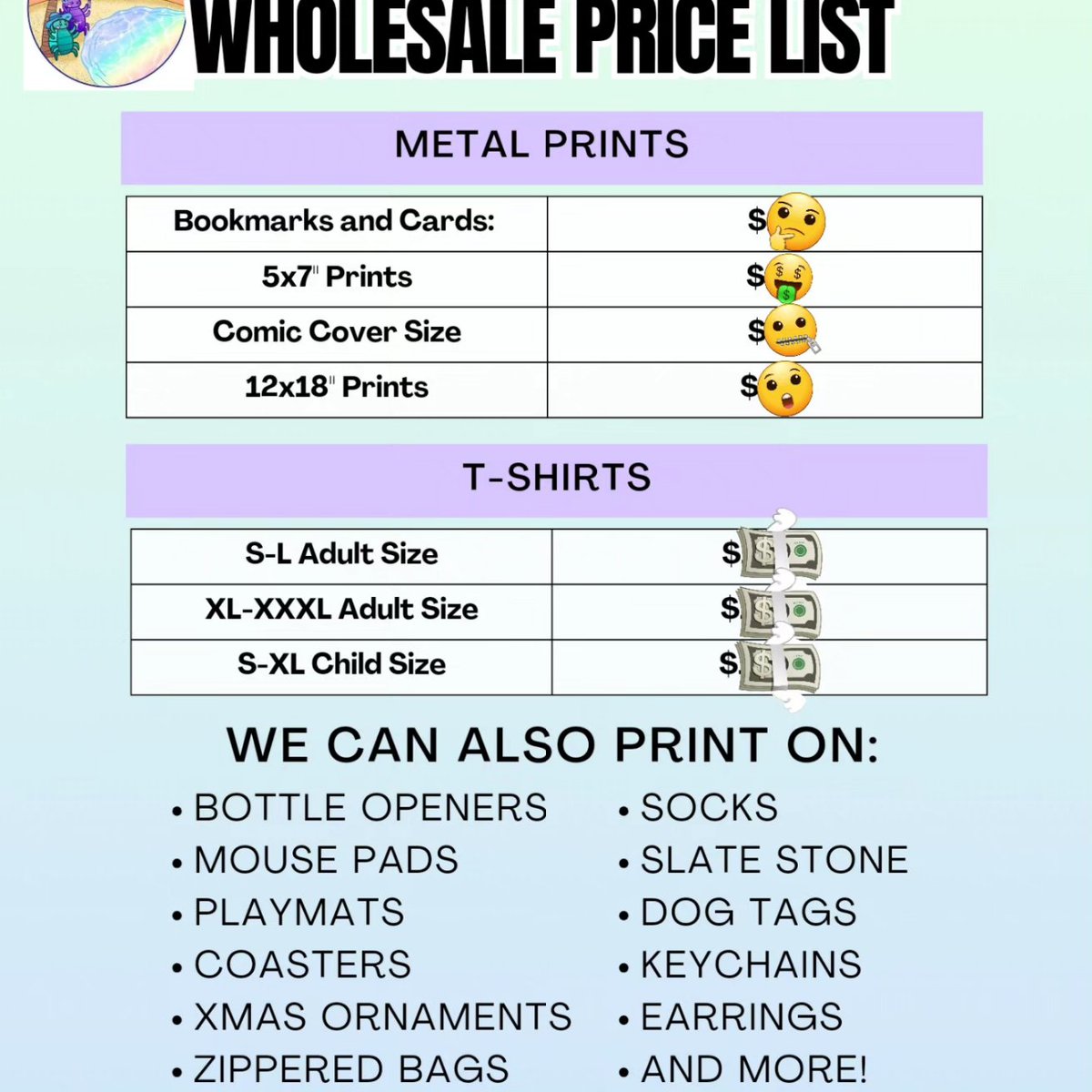 Setsaled_Art's tweet photo. Are you an artist and are interested in getting your work printed on metal bookmarks cards or prints? I try to make this as affordable as possible so small artists can make a profit. Dm me for wholesale prices!

#metalprinting #artprinting #metalbookmark #metalprints #printing https://t.co/owtGx7tfOy