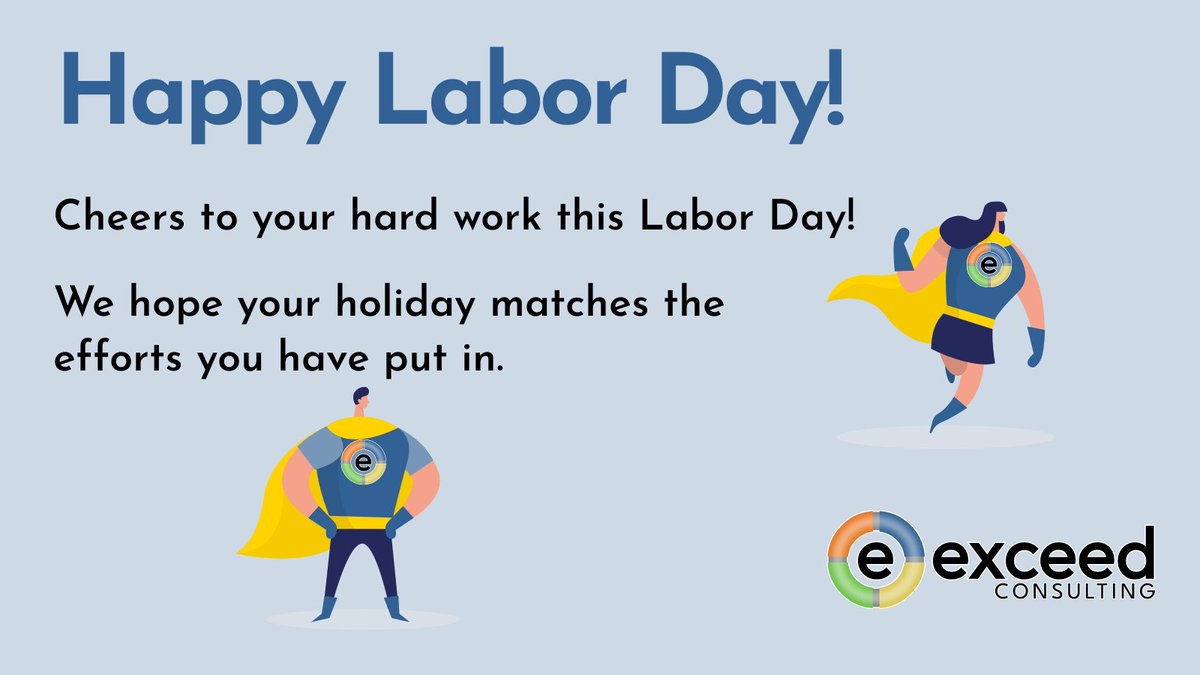 TeamExceed's tweet photo. We wish to acknowledge and appreciate your hard work this Labor Day. Your efforts have not gone unnoticed, and we hope your holiday reflects the amount of effort you put in. Cheers!

Exceed Consulting will be closed for the Labor Day weekend, Monday, September 4th, 2023. https://t.co/IsHEsc3Uzn