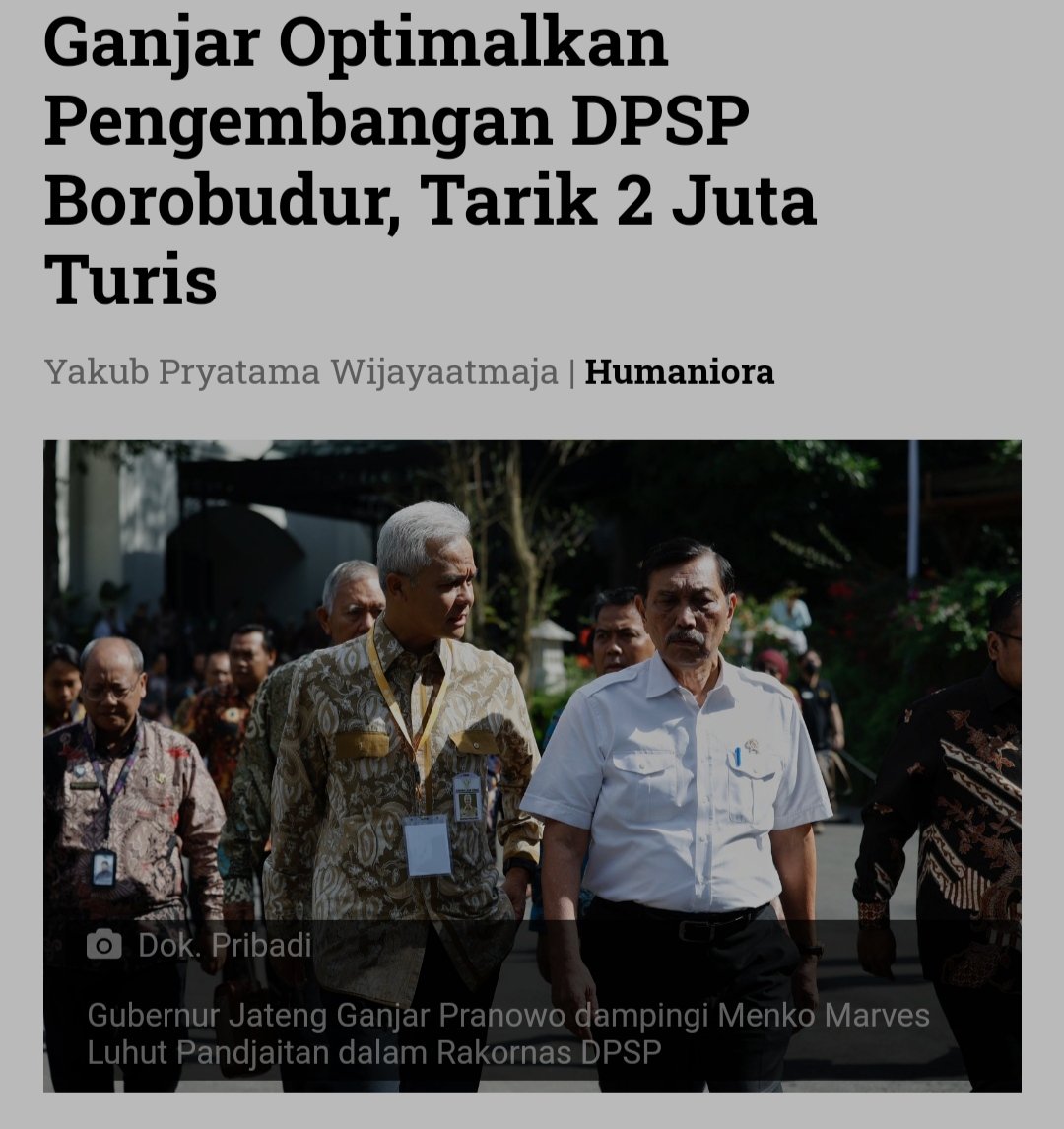 Seiring menjamurnya UMKM terlatih yang siap memproduksi suvenir atau merchandise Borobudur dengan lebih bagus dan matang

<a href="/ganjarpranowo/">Ganjar Pranowo</a> 

Sosok Ganjar Pranowo
#JatengSelaluDihati