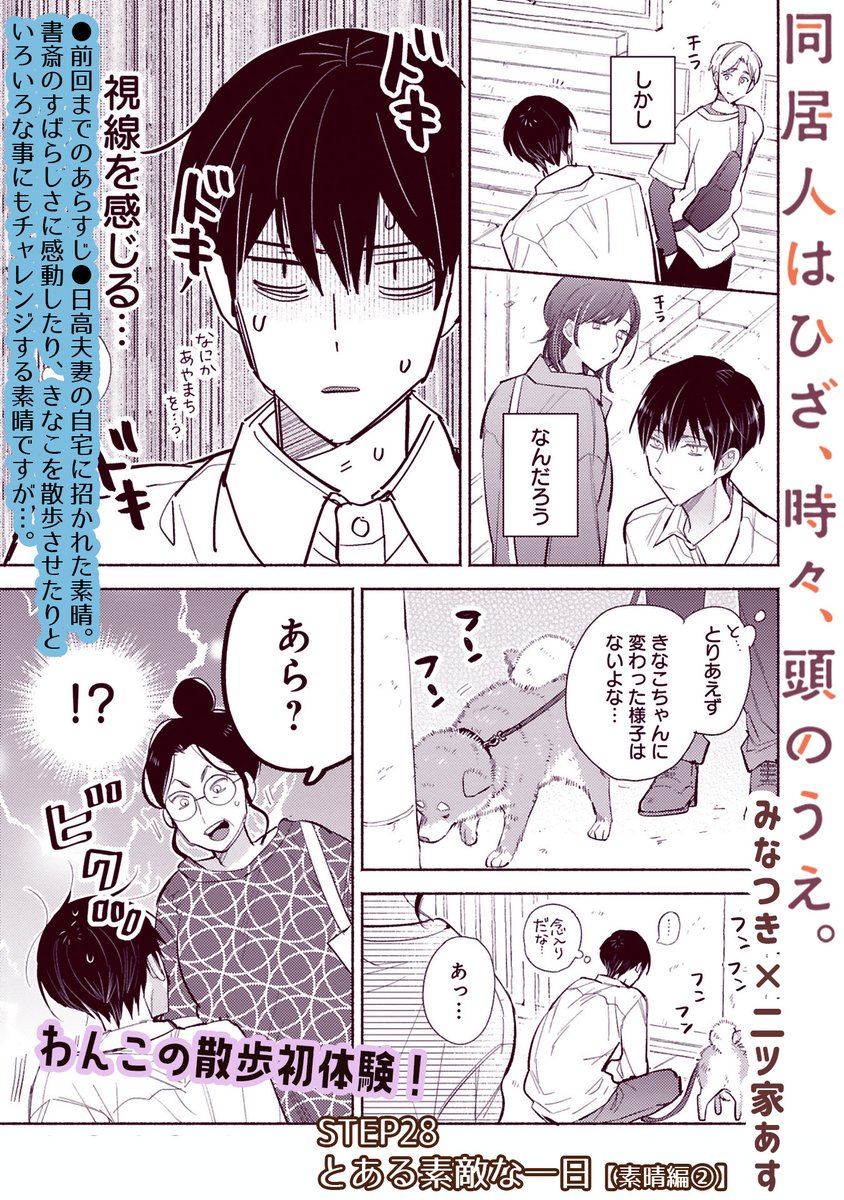 【8/31 更新】
✨コミックス第⑨巻 好評発売中!✨
『同居人はひざ、時々、頭のうえ。』
step.28 とある素敵な一日【素晴編②】
https://t.co/W0nfUAHckw
素晴、わんこの散歩初体験❕🐕
ご近所さんとの会話も弾んで万事順調…と思いきや
きなこちゃん、突然のルート変更!?😳
#COMICポラリス