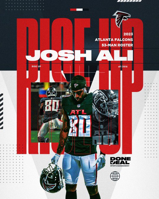 DoneDeal_Sports's tweet photo. Hard work pays off! Welcome back to the 53 @_JoshAli6 !!! #RiseUp #Falcons @AtlantaFalcons https://t.co/MPFz0obEJ1