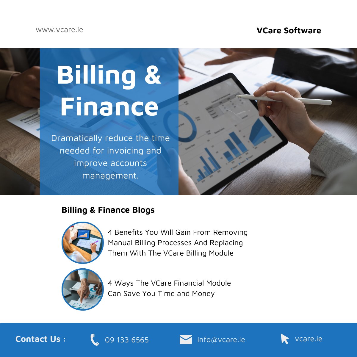 VCareIE's tweet image. Enter the VCare billing and financial module, a technological solution designed to revolutionise processes in aged care throughout Ireland. 

Links to Billing and Finance Blogs:
zurl.co/0Qq1 
zurl.co/8Bkm