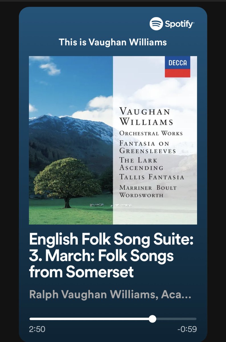 Amazing piece of composition #RalphVaughanWilliams … even if you aren’t a fan of classical music, it’s impossible not to be moved by these pieces 🎶