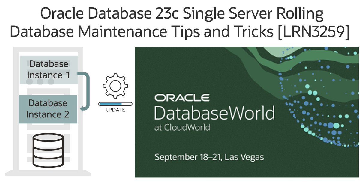 KnownAsMarkus's tweet image. Only three weeks until @pfierens', Alfons', and my #DatabaseWorld session on "#Oracle #Database 23c Single Server Rolling Database #Maintenance Tips & Tricks". We are looking forward to seeing you. Reserve your spot here: reg.rf.oracle.com/flow/oracle/cw…