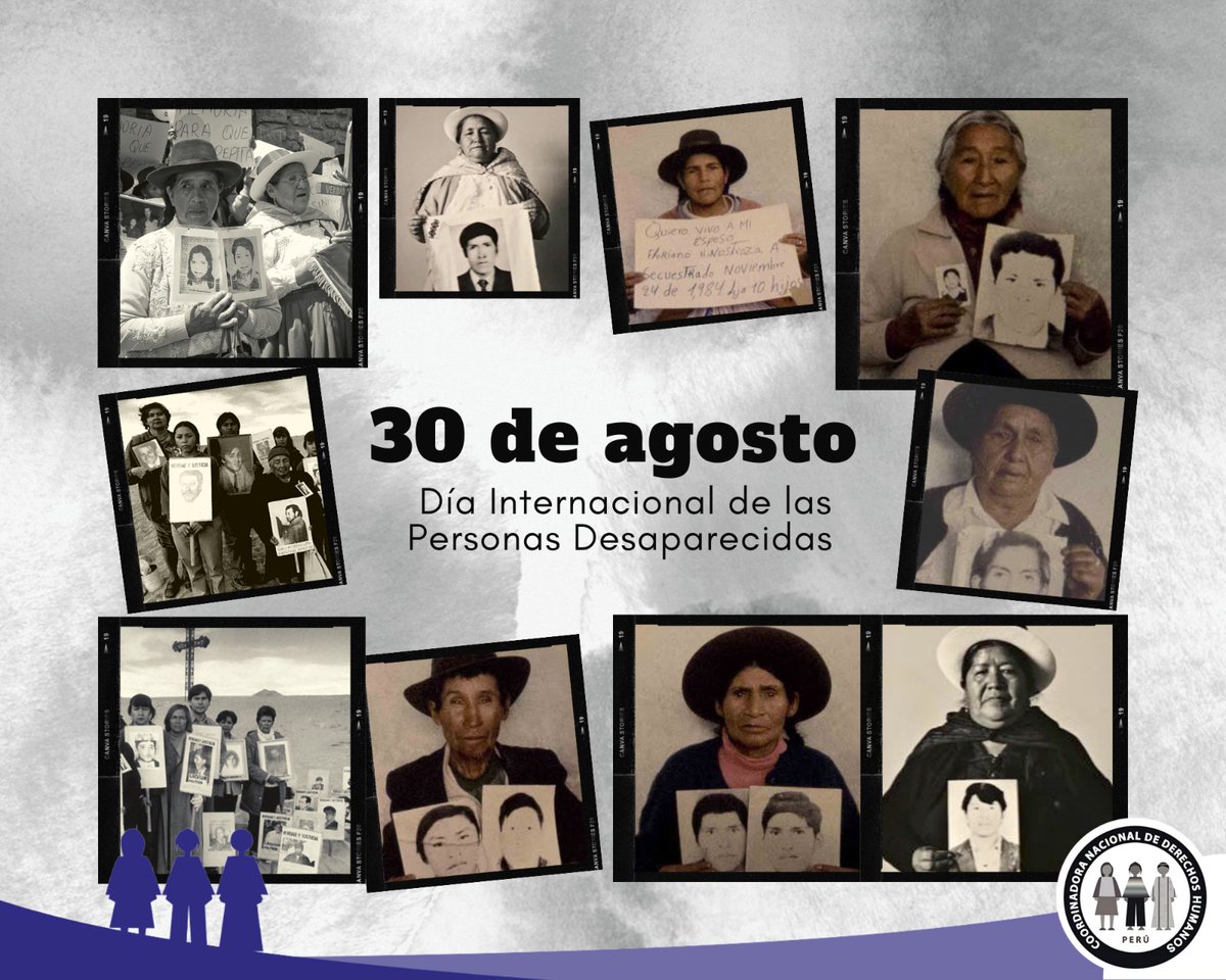 ⚪⚫#DóndeEstán ?
"Cada 30 de agosto se conmemora el Día Internacional de las Personas Desaparecidas, fecha que nos invita a reflexionar sobre la importancia de trabajar articuladamente para encontrar a nuestros desaparecidos". 

#ParaQueNoSeRepita
#Mesdelamemoria
#Perú
#DDHH
