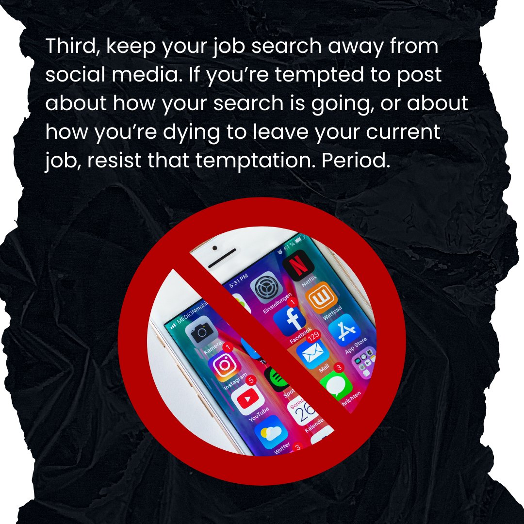 Shimmeringcaree's tweet photo. 2/3 Tips to Keep Your Job Search Confidential

You may not want to make your job search common knowledge, and you probably want to keep it from your boss. Here are a few things to consider.

#jobsearch #jobsearchtips #jobsearching #careeradvice #careercoaching https://t.co/DRnmicqDNI