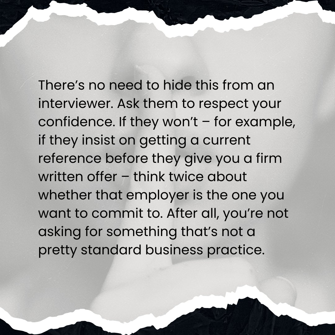 Shimmeringcaree's tweet photo. 3/3 Tips to Keep Your Job Search Confidential

You may not want to make your job search common knowledge, and you probably want to keep it from your boss. Here are a few things to consider.

#jobsearch #jobsearchtips #jobsearching #careeradvice #careercoaching https://t.co/rBi0tBvNkB
