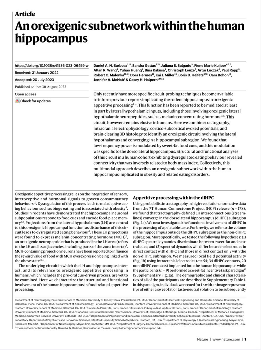 FINALLY published in <a href="/Nature/">nature</a>! Amazing team effort allowed pushing human brain circuit-based investigations to the next level! rdcu.be/dkNL2
<a href="/gattas_sandra/">Sandra Gattas</a> @jms_salgado <a href="/allanrw_/">Allan Wang</a> <a href="/YuhaoHuangMD/">Danny Huang, MD</a> <a href="/dora_hermes/">Dora Hermes</a> <a href="/Kai_J_Miller/">Kai J. Miller, PhD, MD, PhD</a> <a href="/TheBorisLab/">Boris D Heifets</a> @CaraBohon @jennifer_mcnab <a href="/halpernc/">Casey H. Halpern</a>