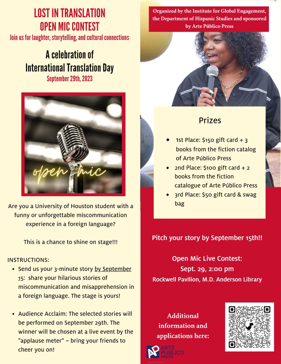 A celebration of International Translation Day
Send us your story and win!
#hispanicstudies #artepublico #translationday
