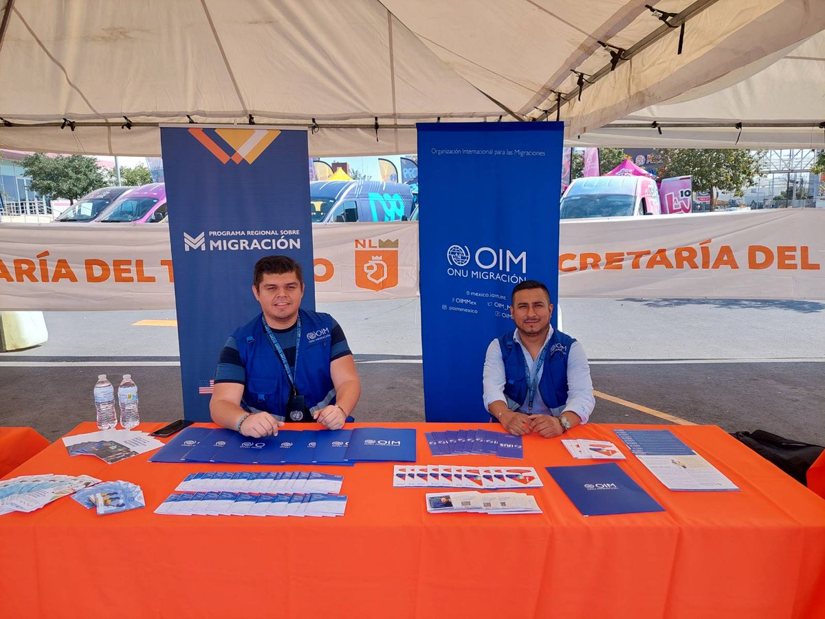 OIM_Mexico's tweet photo. 💼 En #NuevoLeón participamos con el @empleogob_mx en la Feria Nacional del Empleo dirigida a la inclusión laboral de la juventud, promoviendo los servicios de la #OIM México para la asistencia a las personas #migrantes. https://t.co/bqZapDbUbv