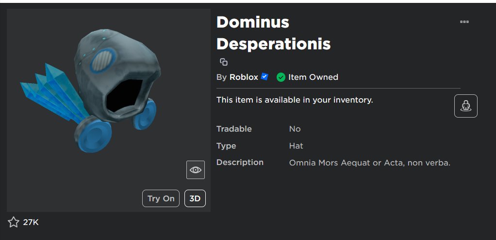 Equip Dominus Desperationis - Roblox