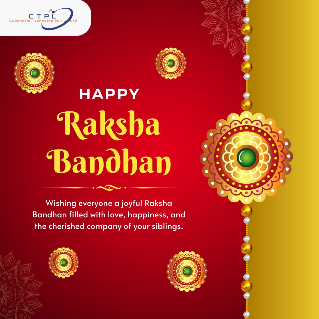 🌼 Embracing the cherished threads of sibling love this Raksha Bandhan. May our bond only grow stronger with time! 💞👬

#RakshaBandhan #SiblingLove #HappyRakshaBandhan #BrothersLove #SistersLove #LovingFamily #FamilyFirst #TraditionTreasures #cybonetic #technologies #ctpl