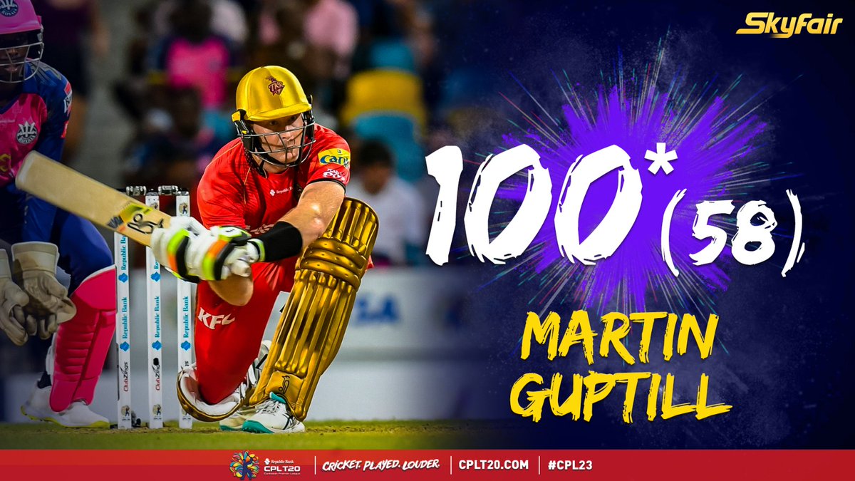 Rahul__12's tweet photo. Well Played @Martyguptill 💯💥👌
#CPL2023 #TKR #WaveRed https://t.co/bD2yK7ETWU