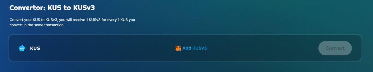 📣Quick reminder: If you haven't migrated to v3 yet, here's what to do: ✅ Convert your KUS to KUSv3: app.kuswap.finance/#/migrate ✅ Migrate your LP tokens: v3docs.kuswap.finance/migrating-v2-l… #KUSv3 #Migration 🔄