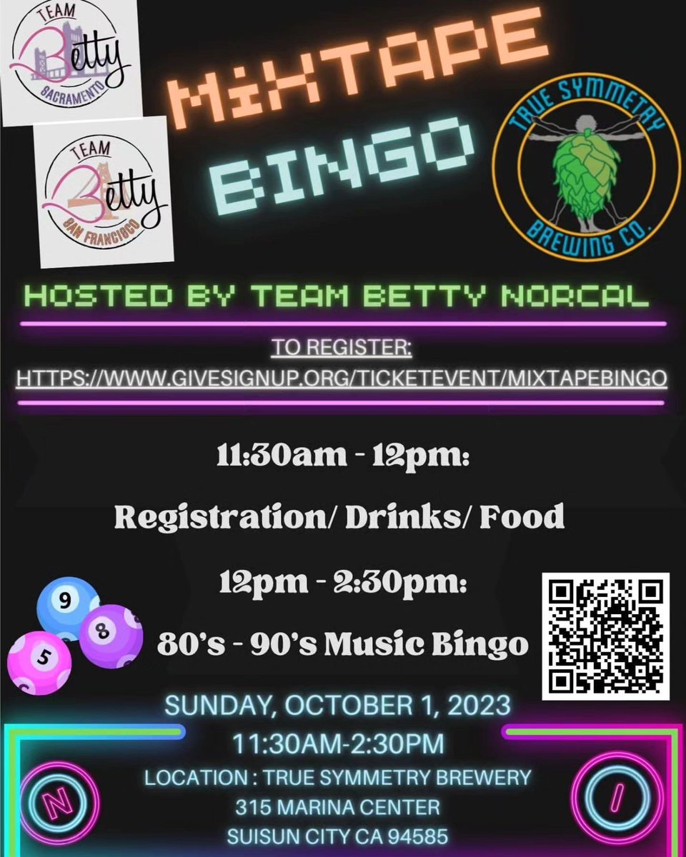 Join <a href="/TeamBettySac/">Team Betty Sacramento</a> &amp; <a href="/TeamBettySF/">TeamBettySF</a> on October 1st for Mixtape Bingo! #TeamBettyNorcal