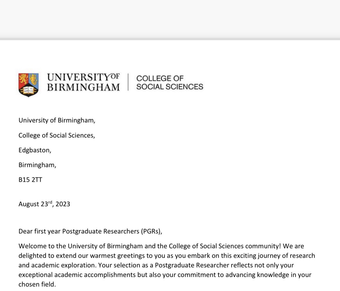 TheKindAcademic's tweet photo. Looks like I’ll be starting a new role this fall 

Honestly, a dream come true 

#phdlife #phded 
@unibirmingham https://t.co/uOrgklLM3P