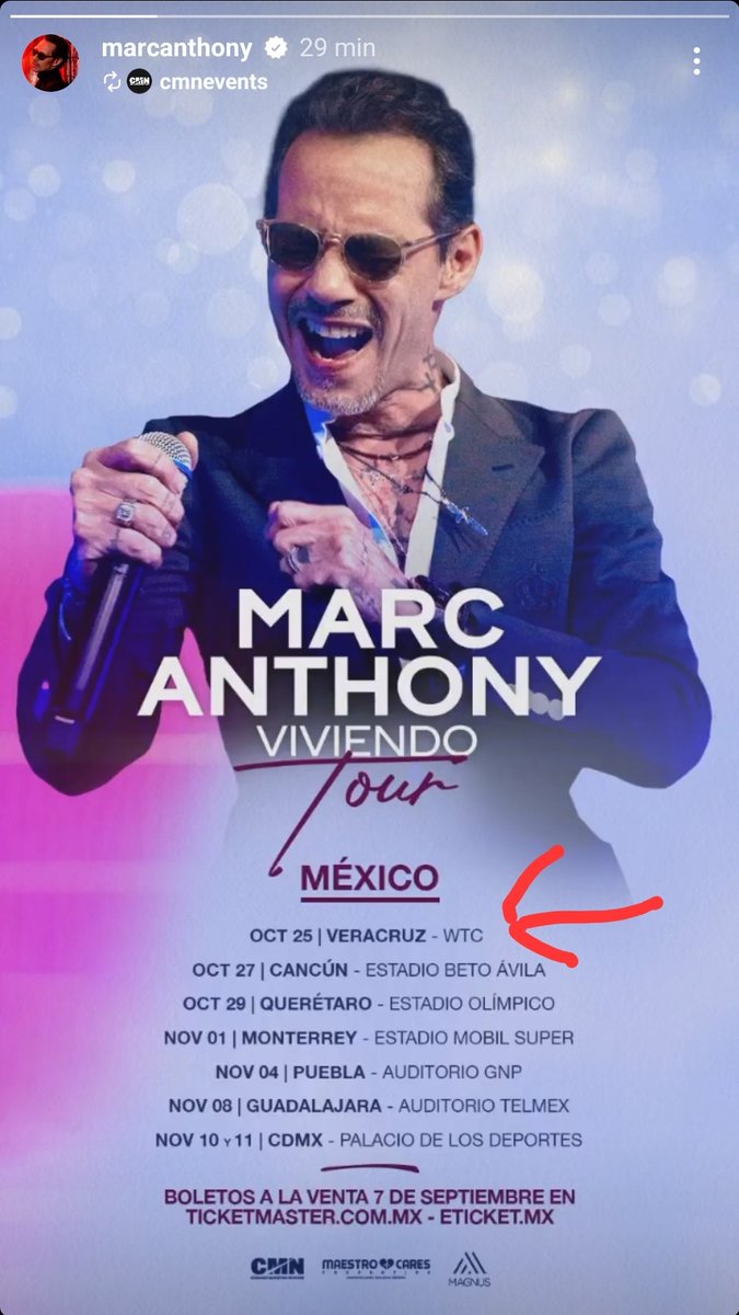 Marc Anthony estará en Veracruz 

El estadounidense se presenta el 25 de octubre de este 2023 en el WTC de Boca del Río. 

#Veracruz #MarcAnthony #Tour #BocadelRio #UrbisVeracruz <a href="/MarcAnthony/">Marc Anthony</a>