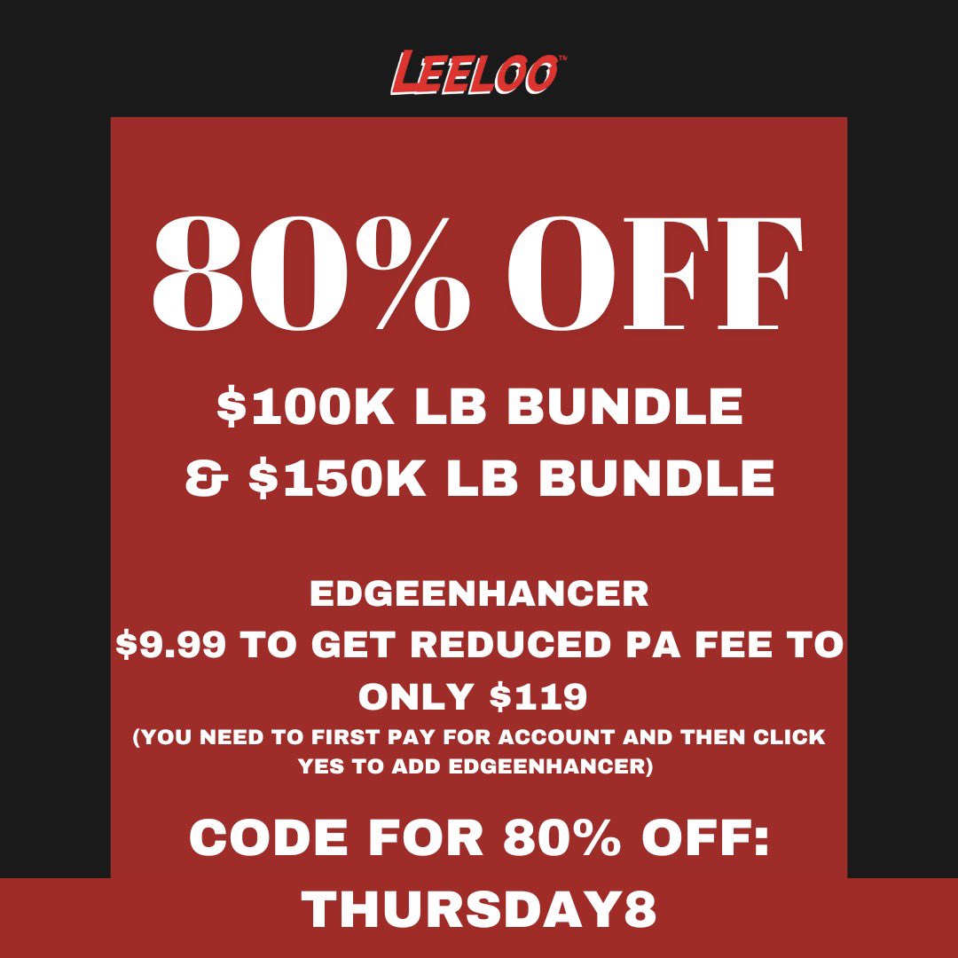 Not sure if we can do this, proof me wrong! Can we get 100 retweets, 100 likes and 100 comments? If yes, I will give away 10 away to 10 random people that retweeted liked and made a comment! Let’s go!

🔥HOT DEAL ALERT!🔥
Get 80% off on our $100k and $150k bundles! Each bundle