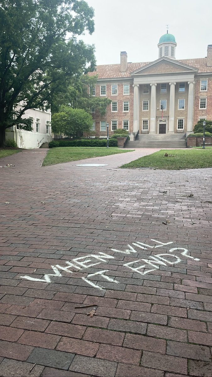 Seeing this written on the ground at UNC today really hit me. It’s hard seeing another school go through another shooting. The school year is just starting. Hug your friends and kids because they might not make it to the last day of school in this country. We deserve better.