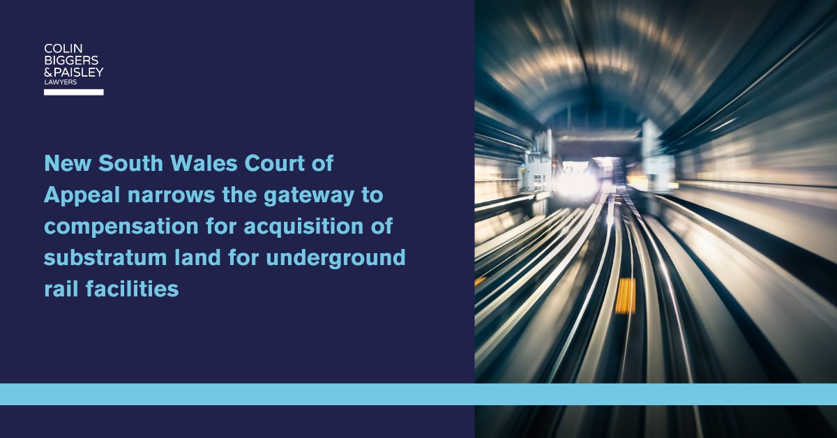 Sydney Metro v Expandamesh Pty Ltd [2023] NSWCA 200 related to the compulsory acquisition of land for underground rail facilities to serve the Sydney Metro City and Southwest Project in preparation for the construction of the new Waterloo railway station. 
cbp.com.au/insights/insig…