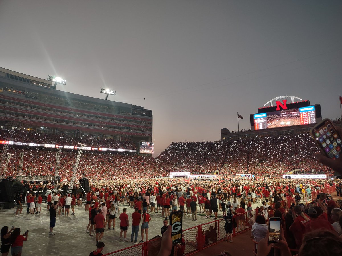 Took my wife and in-laws to volleyball day in Lincoln... Still like football in Ames better, but this isn't terrible