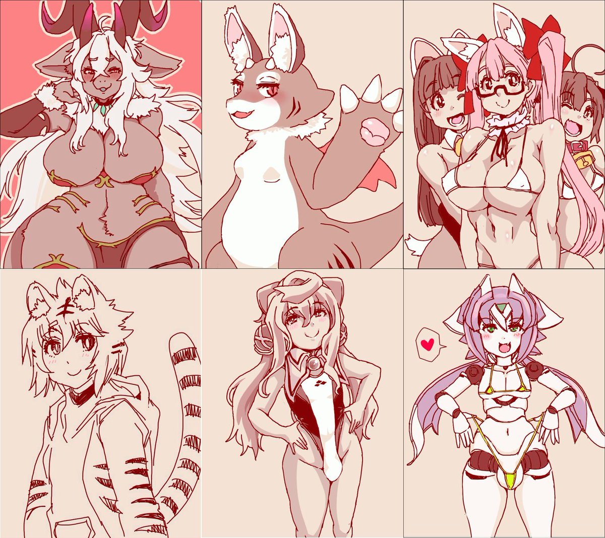 #今月描いた絵を晒そう 
よそのこ(&版権)その1 