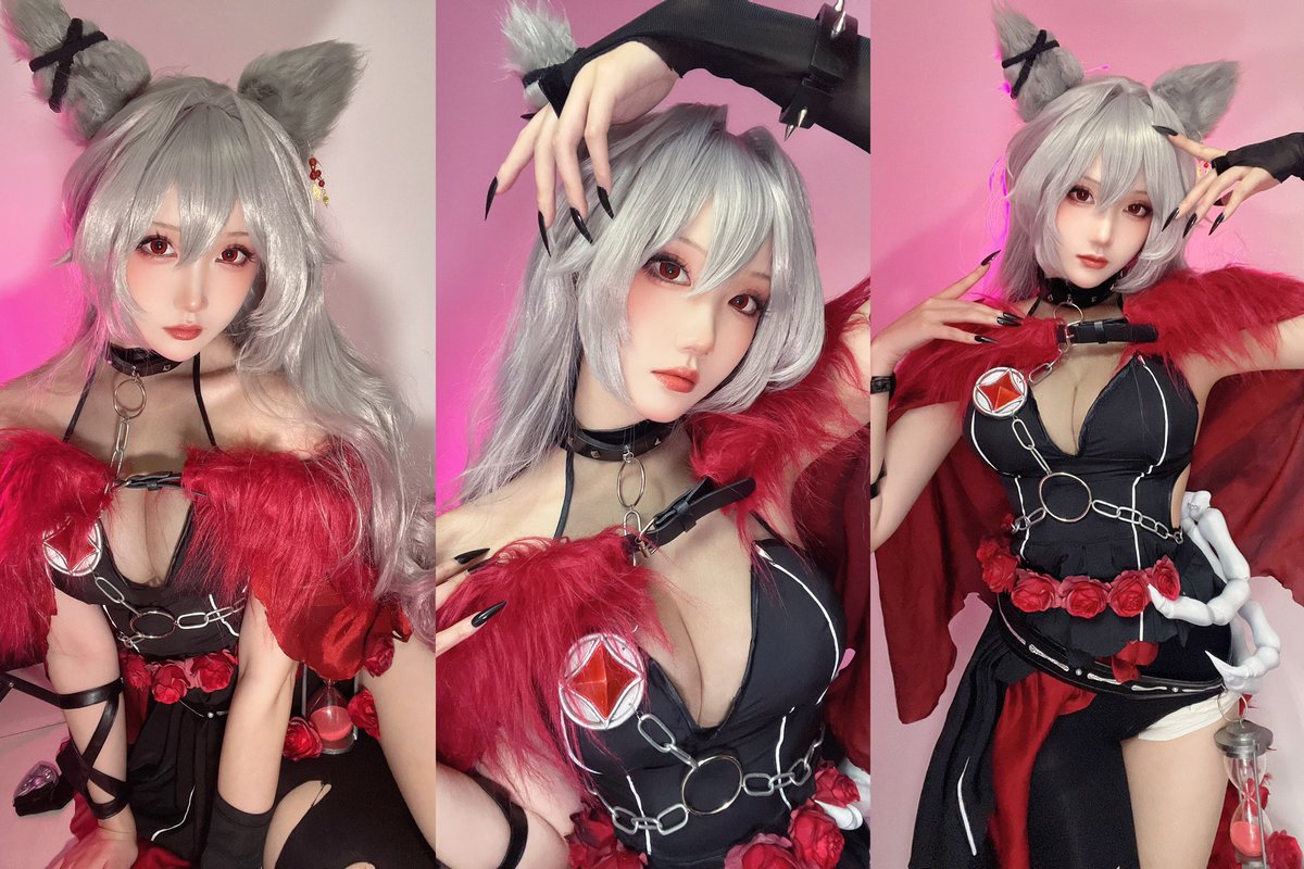 「今日から、この私が狼人間を導く！」

——————
本日リリースのスマホRPG
『ネバーアフター～逆転メルヘン～』の
赤ずきん（狼形態）のコスプレです！❤
「二重人格」の赤ずきんが凛々しくて素敵ですね♪
 #ネバアフ正式リリース
@NeverAfterJP https://t.co/XXIaFMQ0g5