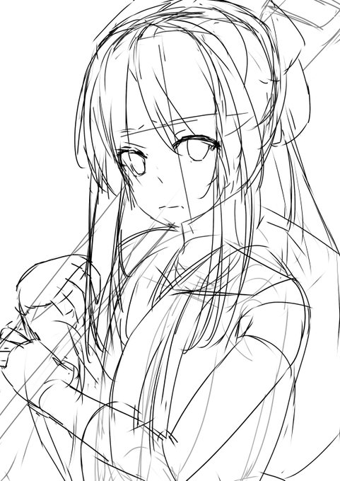 こちらは製作過程がわかる用のラフと線画になります 