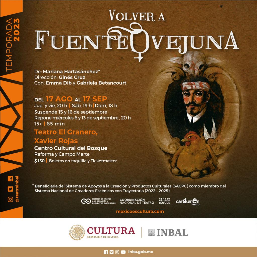 CardumenTeatro's tweet image. Elena Osorio y Pifia tratan de robarle a Lope de Vega, su obra "Fuenteovejuna", para saldar una cuenta pendiente. 
Una obra acerca de la amistad de 2 mujeres, el amor y el deseo de justicia.

VOLVER A FUENTEOVEJUNA
C/ Emma Dib y Gabriela Betancourt
Jueves a domingo @teatroinbal