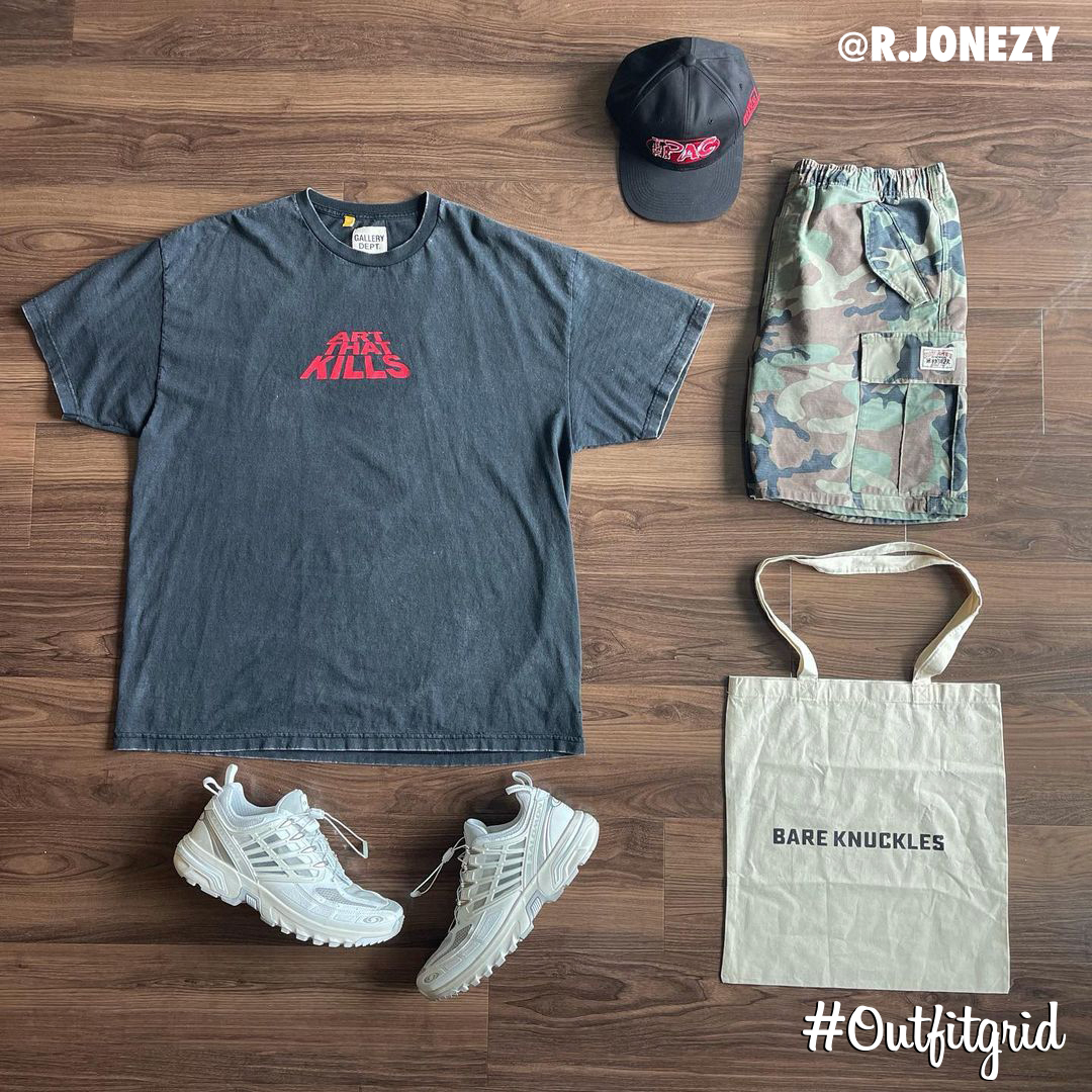 outfitgrid's tweet photo. Today's top #outfitgrid is by @r.jonezy.
▫️ #GalleryDept #Tee
▫️ #NWO #WolfPac #Cap
▫️ #Stussy #Camo #Shorts
▫️ #Salomon #ACSPro
▫️ #BareKnuckles #ToteBag https://t.co/An9nB6Gjb5