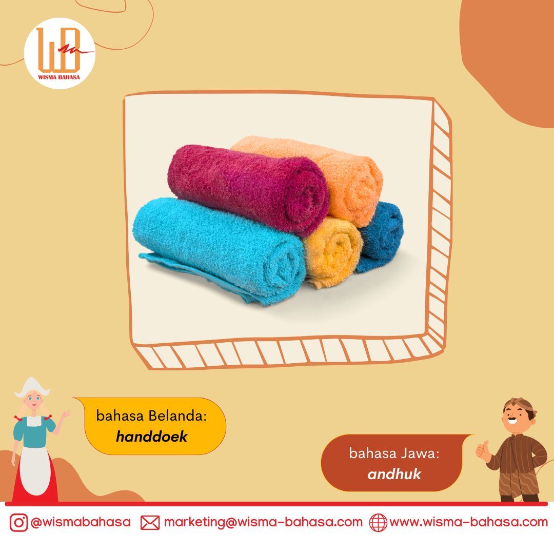wismabahasa's tweet photo. Beberapa kata dalam Bahasa Jawa punya pengucapan yang mirip dengan terjemahannya dalam Bahasa Belanda. Apa saja, sih? Cek foto di bawah, ya!
#WismaBahasa #Indonesia
#indonesianlanguagecourse #indonesianlanguageclass
#indonesianlanguage #indonesianword https://t.co/NRVM1Pi8Ez