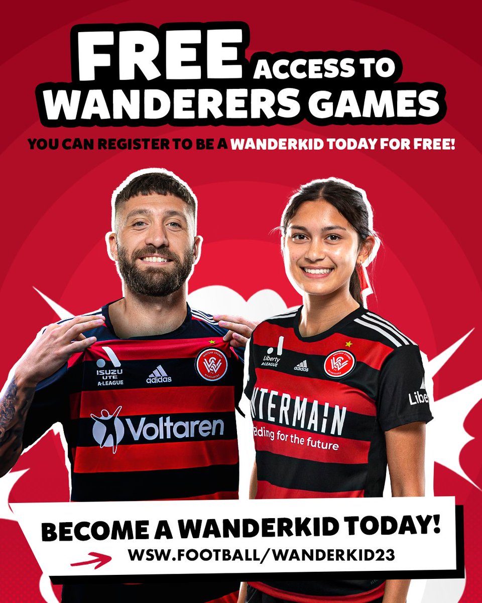 wswanderersfc's tweet image. We're giving FREE entry to grassroots participants aged 5-13 to all* our @aleaguemen and @aleaguewomen home matches this season! 🏟️ 

Find out more about our groundbreaking WanderKid program here: wsw.football/3PiMqYr #WSW