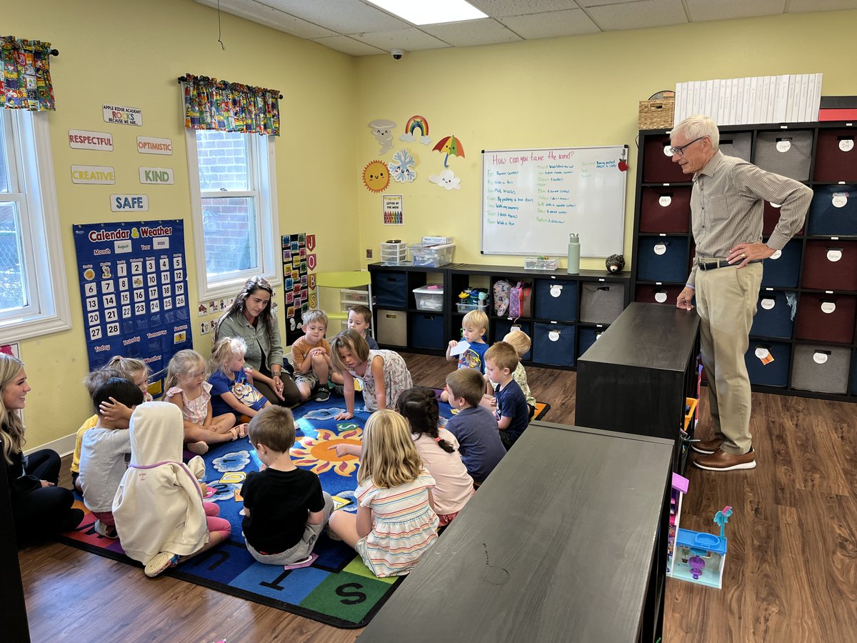 GovEvers's tweet image. Apple Ridge Academy Child Care Center in New Berlin is one of the 4,447 providers that have been able to continue their care, thanks in part to funding from Child Care Counts.

We must save Child Care Counts, and my special session on September 20 would do just that.