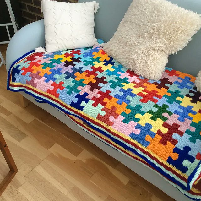 knithacker's tweet photo. Knit a Fabulous Puzzle Pieces Afghan … Gorgeous Stashbuster Alert! 👉 https://t.co/YFHI4cXBgw  🧩 #knitting #handmade #stashbuster https://t.co/TydQVgEeiH